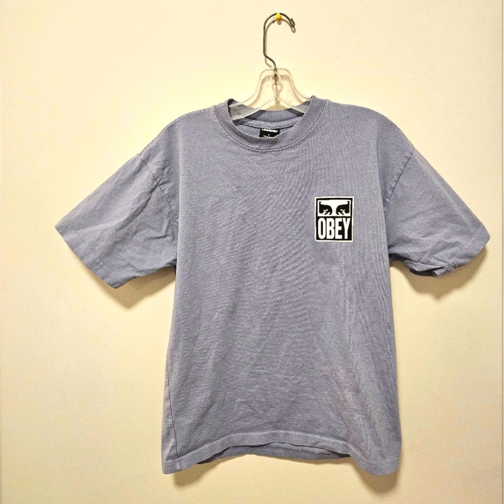 Obey Propaganda Chalk Blue Graphic T-shirt | Size Small
